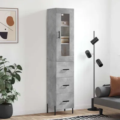 Immagine prodotto di vidaXL Credenza grigio cemento 34,5x34x180 cm materiale a base di legno