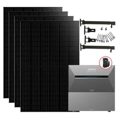 Produktbild von 1820W Balkonkraftwerke Anker Solarbank E2700 3 Pro mit smart meter und 1 BP2700 Erweiterungsbatterie mit Halterung für Flachdach