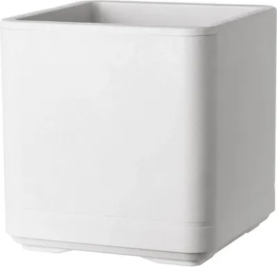 Image de Pot de fleurs cubique - DEROMA - Cosmo - Pearl - Avec réserve d'eau - Roues - 38 cm