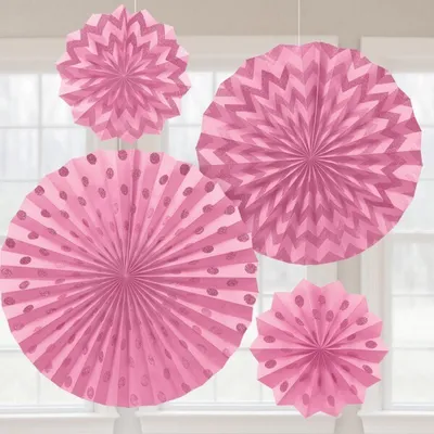Produktbild von 4 Glitzernde Papierfächer rosa