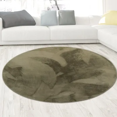 Produktbild von Teppich grün Hasenfell-Optik elegant weich mit feinem Schimmer modern Größe - 160 cm Rund