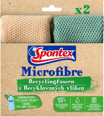 Immagine prodotto di Panno in microfibra Spontex con fibre riciclate confezione da 2 pezzi 1 pezzo