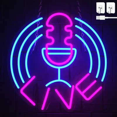 Obrázek produktu pro UISEBRT RGB neonový světelný nápis "LIVE" - noční světlo USB, neonový nápis pro herní prostor, dekorativní osvětlení herny, neonová lampa