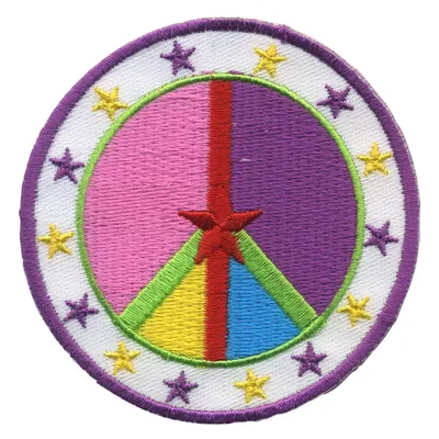 Produktbild von Aufnäher - Peace Zeichen und Sterne - bunt - Patch