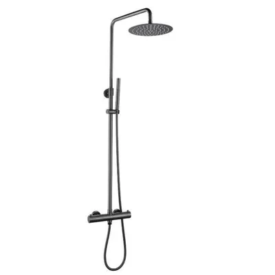 Produktbild von WEBO Atlanta Regendusche Set in Gun-Metal – Thermostat, Handbrause & Duschkopf aus Edelstahl
