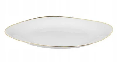 Produktbild von Flacher Essteller 28 cm weiß mit Goldrand quadratisch