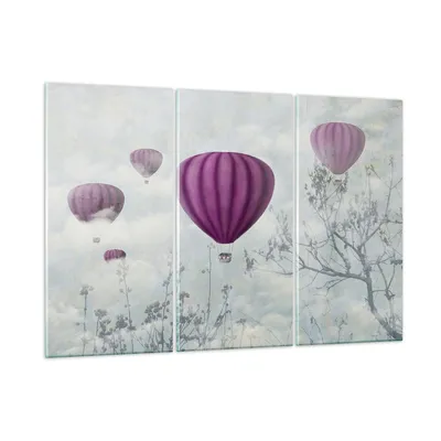 Produktbild von Bilder auf glas - Ballon Baum Flug - 105x70cm - Glasbilder - Wandbilder - Kunstdruck - zum Aufhängen bereit - Wanddekoration aus Glas - Glas Bilder - Wandbild auf Glas - 3 Teile - GCE105x70-3581