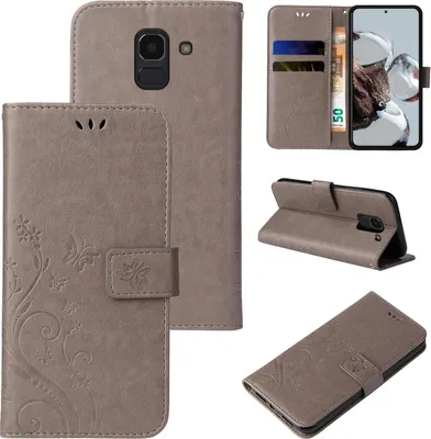 Collage of images showing a flip phone case from different angles and perspectives.