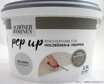 Produktbild von Pep up Renovierfarbe für Holzböden und -treppen Hellgrau seidenmatt 2,5l