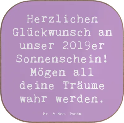 Produktbild von Mr. & Mrs. Panda Untersetzer Glas Spruch 2019 Geburtstag - Lavendeltraum - Geschenk, gläseruntersetzer, Geburtstagsgeschenke, Alter, Happy Birthday, Gläser, Coaster, für