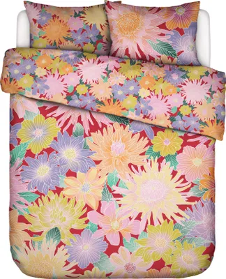Produktbild von Essenza & Co. Bio Baumwoll-Bettwäsche-Garnitur Flower fling Farbe Happy red Größe 135x200+80x80