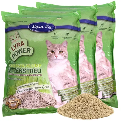 Produktbild von 3 x 10 Liter Lyra Pet® Lyra Power Grasfaser Katzenstreu klumpend
