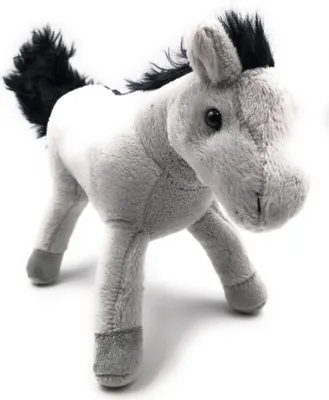 Image de Onwomania Peluche Tissu Animal cheval gris debout 25 cm
