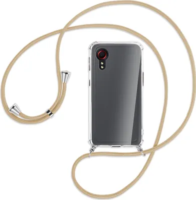 Produktbild von Handykette Backcover-Schutzhülle mit Band (Metall silberfarben) für Samsung Galaxy Xcover 5 (G525) - caramel