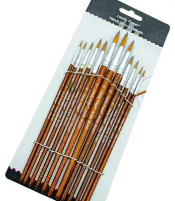 Productafbeelding van Penseel, nylonhaar, rond, puntig, 12 stuks, bruin, rond - 1