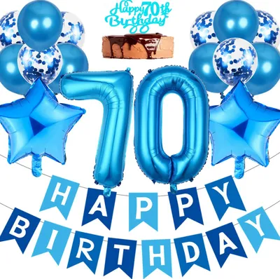 Ballon-Deko-Set 70. Geburtstag, blau, 19-teilig