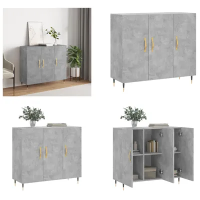 Produktbild von vidaXL Sideboard Betongrau 90x34x80 cm Holzwerkstoff - Sideboard - Sideboards - Schrank - Lagerschrank