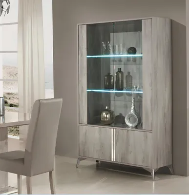 Produktbild von Vitrine 2 Tür Holz Schrank Vitrinen Wohnzimmer Schau Schränke Design Glas Möbel