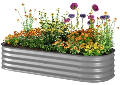 Produktbild von Outsunny Hochbeet Metall, Pflanzkasten, DIY Blumenkasten mit offenem Boden