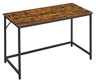Obrázok produktu pre Počítačový stôl, herný stôl, oceľová konštrukcia, vintage dizajn v hnedých a čiernych farbách, rozmer 120 x 60 x 75 cm