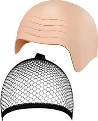 Produktbild von Perückenkopfbedeckung, weiches Make-up, Latex, Glatzenhut, Perücke, verstellbare Größe, wiederverwendbare Netzabdeckung, Film-/Fernsehperformance, Anzieh-Requisiten, Herrenkostümzubehör