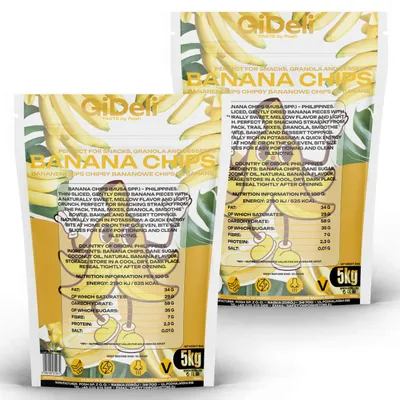 Produktbild von Bananenchips 10kg Ungesüßt Getrocknete Bananen Palmölfrei Snack Müsli GiDeli