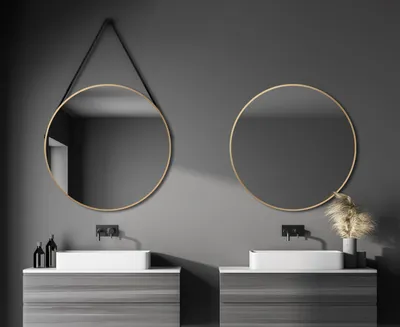 Productafbeelding van Talos Golden Style ronde spiegel, diameter 80 cm – Ronde wandspiegel in mat goud – Geschikt voor de badkamer