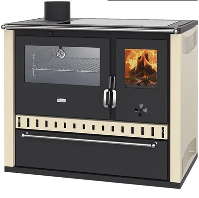 Obrázok produktu pre Prity GT FI G DR – drevený sporák, rúra z nehrdzavejúcej ocele, sklokeramická varná doska, zásuvka, 15 kW, farba Ivory, ľavostranné vyhotovenie