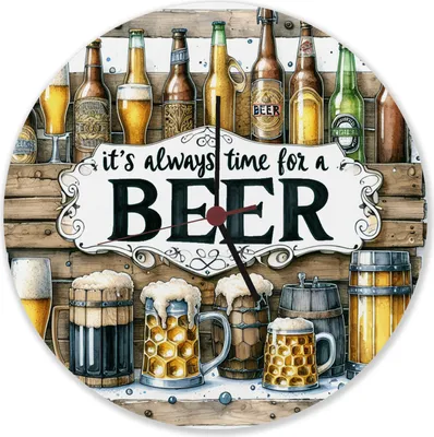 Produktbild von Bier Wanduhr aus Alu mit Spruch It's always time for a Beer
