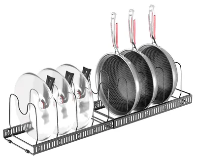 Verstellbarer Deckelhalter für Töpfe, 10 Fächer, 30-58 cm, silber
