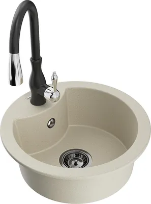 Image de Mexen Diego évier 1 bac en granit avec mitigeur Savita, Beige - 6512-69-672601-70