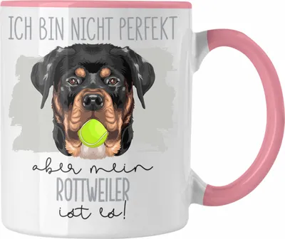 Produktbild von Trendation - Rottweiler Besitzer Tasse Geschenk Lustiger Spruch Geschenkidee Besitzerin Ich Bin Nicht Perfekt Aber Mein Rottweiler Ist Es (Rosa)