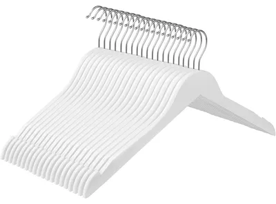 Immagine prodotto di Grucce per abiti – 20 pezzi – in legno massello – antiscivolo – gancio girevole – colore bianco – dimensioni Ø44 x 1,2 x 23,5 cm