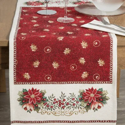 Zdjęcie produktu dla Bieżnik gobelinowy świąteczny 40x100 czerwono beżowy