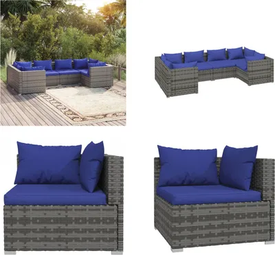 Produktbild von vidaXL 6 tlg. Garten Lounge Set mit Kissen Poly Rattan Grau - Garten-Lounge-Set - Garten-Lounge-Sets - Terrassen-Lounge-Set - Terrassen-Sofa-Set