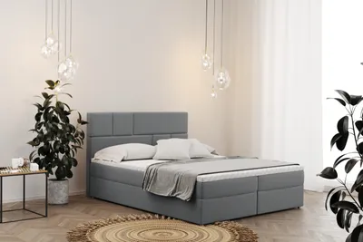 Produktbild von Kaiser Möbel Boxspringbett mit bettkasten matratze BALI stoff Mat Velvet Grau 180x200 cm