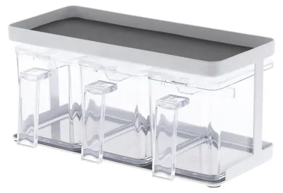 Gewürzbehälter 3er-Set mit Halterung, weiß, 27,5x11,5x13,5 cm