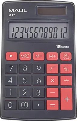 Zdjęcie produktu dla Kalkulator kieszonkowy MAUL M 12 1-liniowy wyświetlacz LCD, 12 cyfr Bateria słoneczna 11,5 x 6,9 x 1 cm czarny