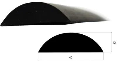 Produktbild von DP22 EPDM Vollgummi Halbrundprofil  D Profil 40x12 mm Gummidichtung
