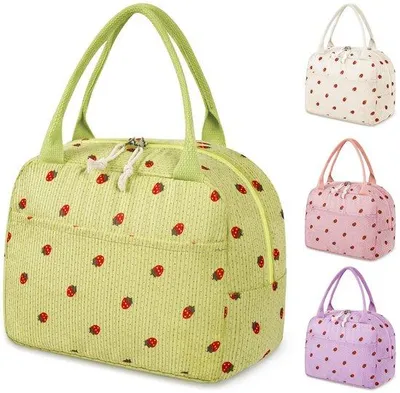 Immagine prodotto di Zaino termico da donna, con rivestimento interno impermeabile e resistente all'olio. Piccola borsa termica pieghevole da viaggio, contenitore portavivande portatile per la scuola, il lavoro, i picnic e i viaggi (verde).