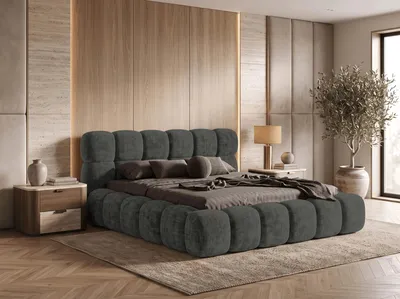Obrázek produktu pro BESILIO čalouněná postel 160x200 cm Tokyo, potažená látkou chenille – postel s úložným prostorem a rošt, barva: šedá