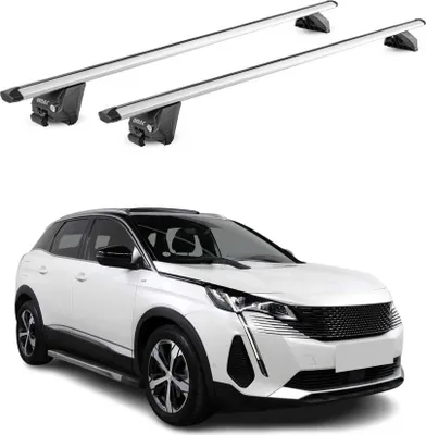 Image de Barres de toit transversales pour Peugeot 3008 2016-2025 Alu Gris Argenté 2x ABE