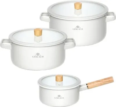 Obrázok produktu pre GERLACH Natur Enamel 6-dielna smaltovaná sada hrncov, biela