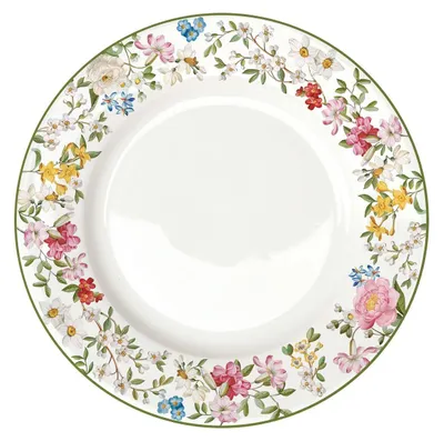 Produktbild von Speiseteller GARDEN DREAMS weiß mit bunten Blumen D. 26,5cm Porzellan Easy Life