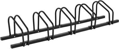 Produktbild von Fahrradstaender für 5 Fahrraeder, Mehrfachstaender für Reifenbreite bis 55mm, Boden- und Wandmontage, freistehender Aufstellstaender Metall, Bodenparker für Mountainbikes, Rennrad, Bike Stand