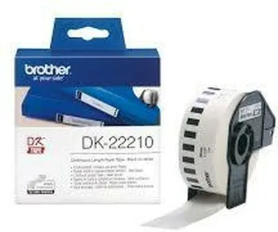 Zdjęcie produktu dla Brother DK-22210, Czarny na białym, DK, Biały, bezpośrednio termiczny, Chiny, 5 lat(a)