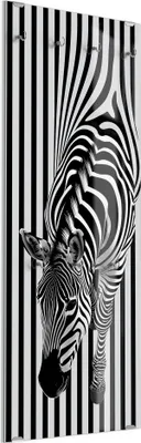 Produktbild von DEQORI Kleiderhaken aus Glas 50x125 cm 'Zebra im Streifenrausch' Wand Garderobe Haken