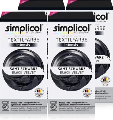 Produktbild von Simplicol Textilfarbe intensiv Samt-Schwarz - Einfaches Färben (4er Pack)