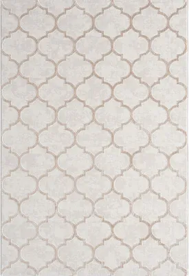 Produktbild von Teppich Wohnzimmer Stil Ornamente Glänzend Beige Grau