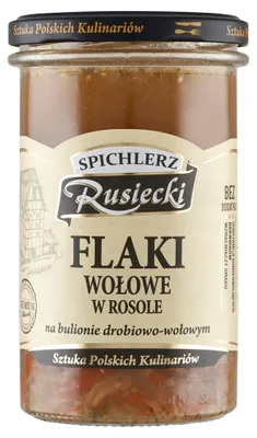 Zdjęcie produktu dla Flaki wołowe w rosole na bulionie drobiowo-wołowym 470g Spiclerz Rusiecki